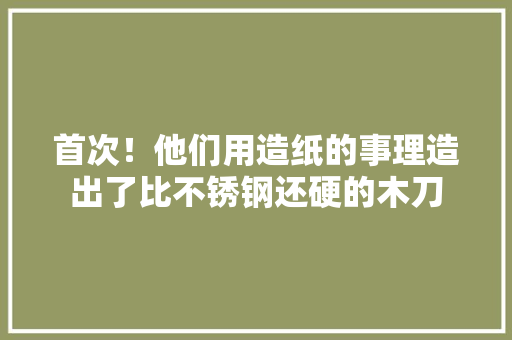 首次！他们用造纸的事理造出了比不锈钢还硬的木刀