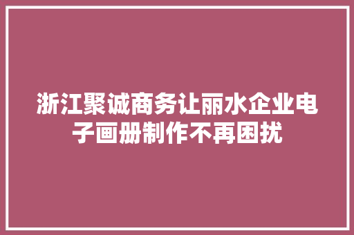 浙江聚诚商务让丽水企业电子画册制作不再困扰