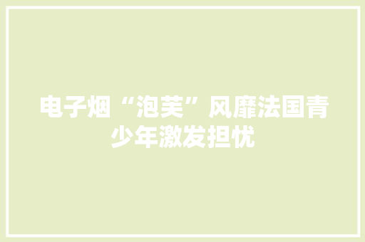 电子烟“泡芙”风靡法国青少年激发担忧 电子烟“泡芙”风靡法国青少年激发担忧 智能家居