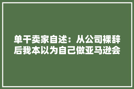 单干卖家自述：从公司裸辞后我本以为自己做亚马逊会很潇洒……
