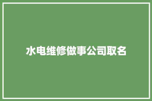 水电维修做事公司取名