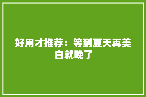好用才推荐：等到夏天再美白就晚了,烟酰胺的功效与作用。