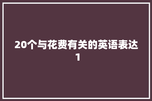 20个与花费有关的英语表达 1