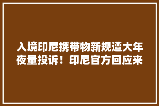 入境印尼携带物新规遭大年夜量投诉！印尼官方回应来了 入境印尼携带物新规遭大年夜量投诉！印尼官方回应来了 智能科技