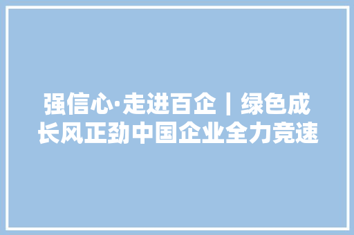强信心·走进百企｜绿色成长风正劲中国企业全力竞速新能源赛道 强信心·走进百企｜绿色成长风正劲中国企业全力竞速新能源赛道 智能家居