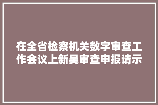 在全省检察机关数字审查工作会议上新吴审查申报请示了这个模型......