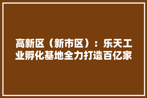 高新区（新市区）：乐天工业孵化基地全力打造百亿家当园区