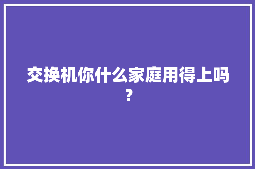 交换机你什么家庭用得上吗？