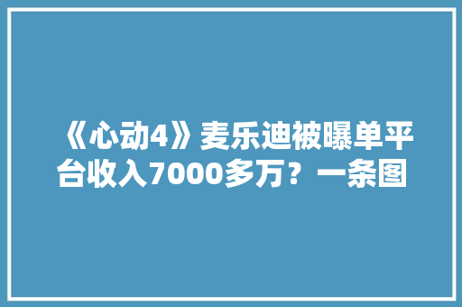 《心动4》麦乐迪被曝单平台收入7000多万？一条图文报价33万 《心动4》麦乐迪被曝单平台收入7000多万？一条图文报价33万 智能家居