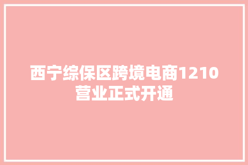 西宁综保区跨境电商1210营业正式开通