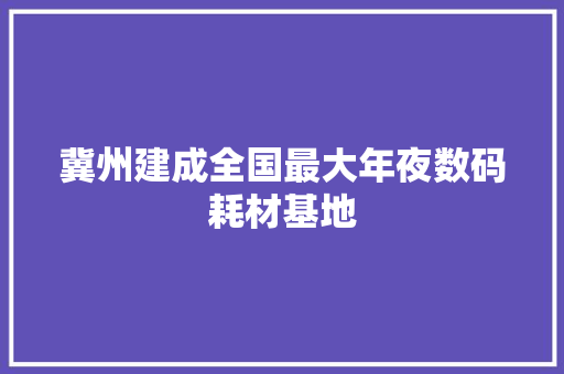 冀州建成全国最大年夜数码耗材基地