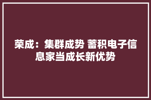 荣成：集群成势 蓄积电子信息家当成长新优势,家当是什么意思。