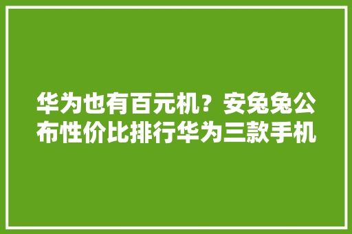 华为也有百元机？安兔兔公布性价比排行华为三款手机上榜！