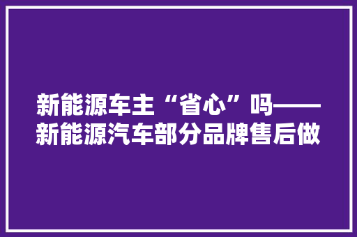 新能源车主“省心”吗――新能源汽车部分品牌售后做事查询访问