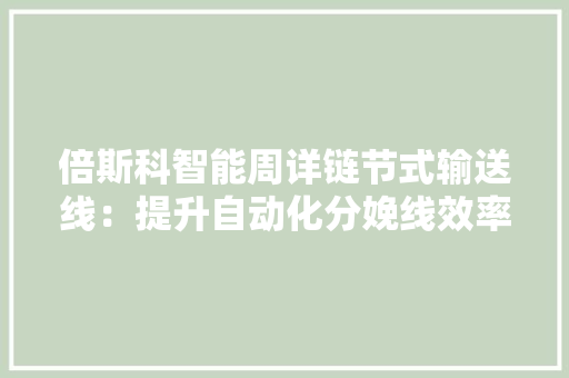 倍斯科智能周详链节式输送线：提升自动化分娩线效率的关键