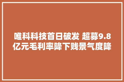 唯科科技首日破发 超募9.8亿元毛利率降下贱景气度降