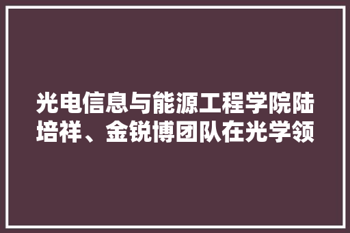 光电信息与能源工程学院陆培祥、金锐博团队在光学领域取得系列进展