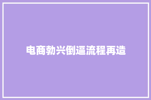 电商勃兴倒逼流程再造