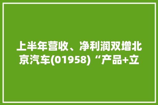 上半年营收、净利润双增北京汽车(01958)“产品+立异”双向发力