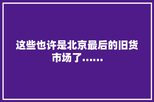 这些也许是北京最后的旧货市场了……