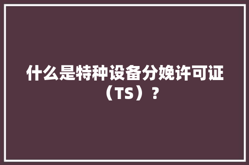 什么是特种设备分娩许可证（TS）？