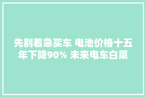 先别着急买车 电池价格十五年下降90% 未来电车白菜价？