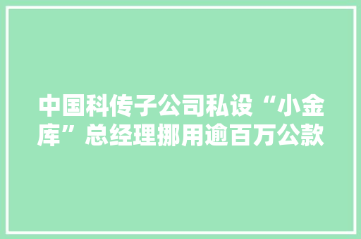 中国科传子公司私设“小金库”总经理挪用逾百万公款获刑