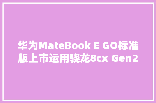 华为MateBook E GO标准版上市运用骁龙8cx Gen2芯片