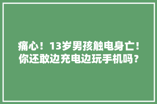 痛心！13岁男孩触电身亡！你还敢边充电边玩手机吗？