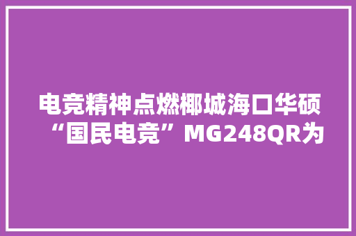 电竞精神点燃椰城海口华硕“国民电竞”MG248QR为WESG助力