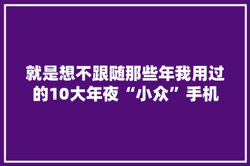 就是想不跟随那些年我用过的10大年夜“小众”手机