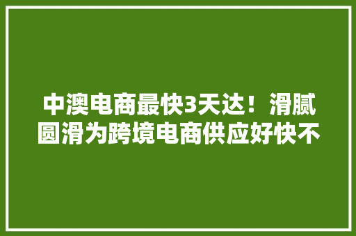 中澳电商最快3天达！滑腻圆滑为跨境电商供应好快不贵的做事