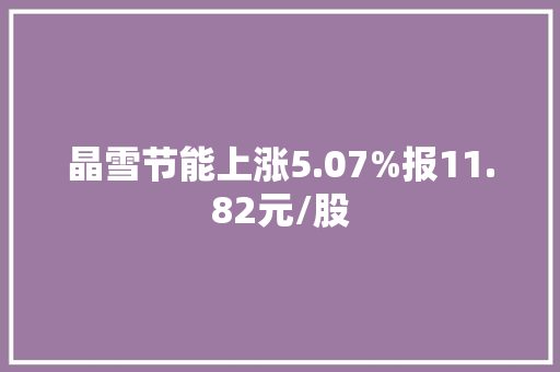 晶雪节能上涨5.07%报11.82元/股