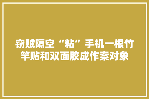 窃贼隔空“粘”手机一根竹竿贴和双面胶成作案对象