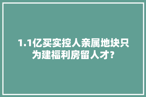 1.1亿买实控人亲属地块只为建福利房留人才？