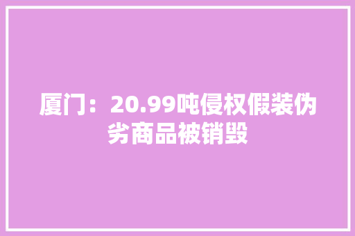 厦门：20.99吨侵权假装伪劣商品被销毁