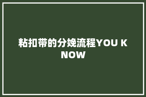 粘扣带的分娩流程YOU KNOW