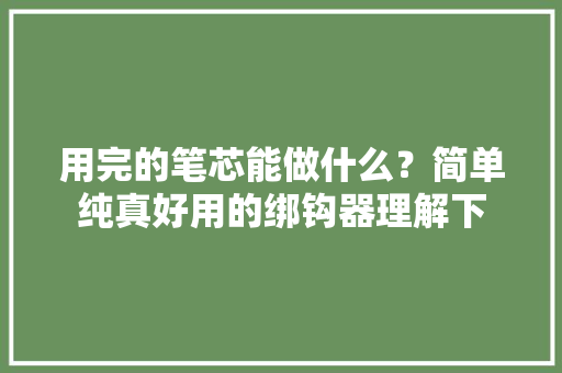 用完的笔芯能做什么？简单纯真好用的绑钩器理解下