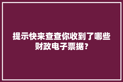 提示快来查查你收到了哪些财政电子票据？ 提示快来查查你收到了哪些财政电子票据？ 智能家居