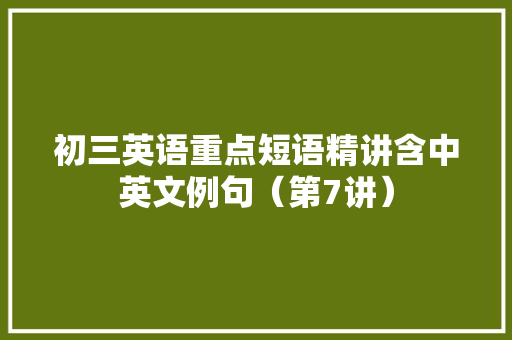 初三英语重点短语精讲含中英文例句（第7讲）