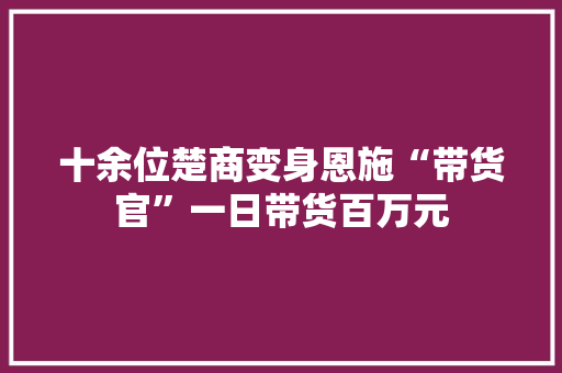 十余位楚商变身恩施“带货官”一日带货百万元