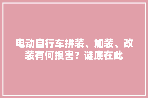 电动自行车拼装、加装、改装有何损害？谜底在此,加装暖气。