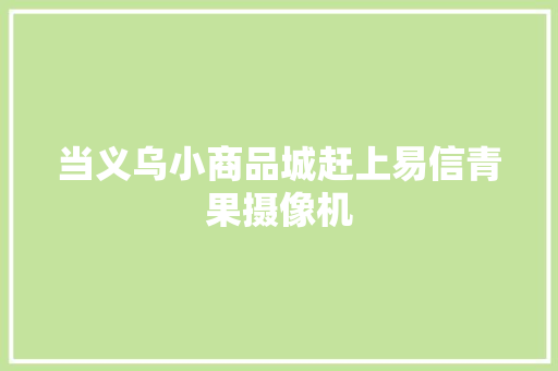 当义乌小商品城赶上易信青果摄像机