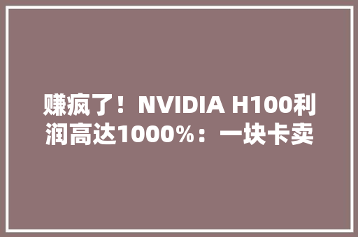 赚疯了！NVIDIA H100利润高达1000%：一块卡卖20多万,加速卡和显卡的区别。