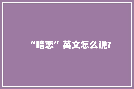 “暗恋”英文怎么说?