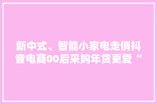 新中式、智能小家电走俏抖音电商00后采购年货更爱“国货潮牌”,销量分析报告怎么写。