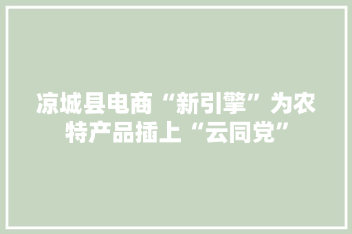 凉城县电商“新引擎”为农特产品插上“云同党” 智能家居