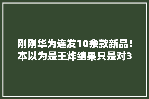 刚刚华为连发10余款新品！本以为是王炸结果只是对3？