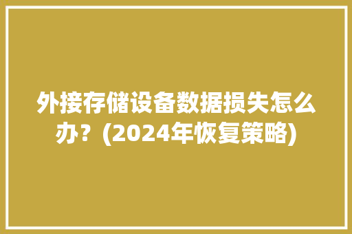 外接存储设备数据损失怎么办？(2024年恢复策略)