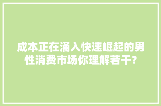 成本正在涌入快速崛起的男性消费市场你理解若干？